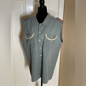Da-nang Button Green Vest Surplus Military  Women's XL​​​​​​​​​​​